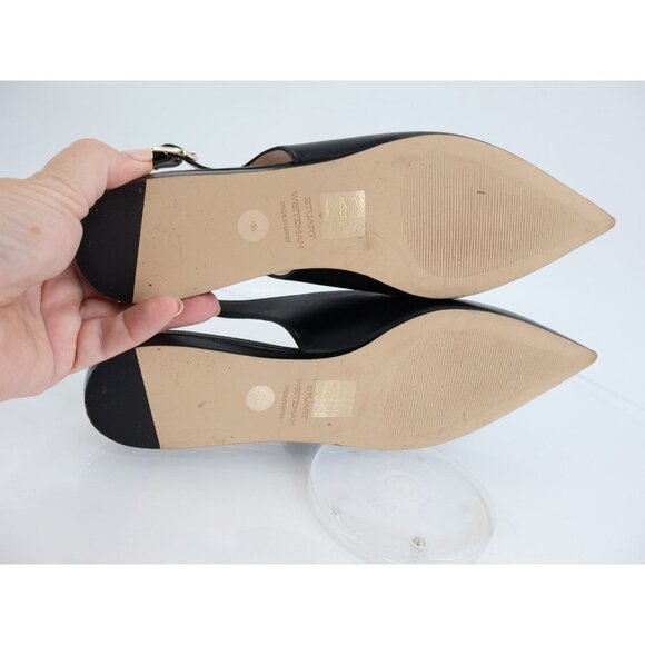 Stuart Weitzman Ryder Flat Women Size 9 Black Leather Slingback Loafers Pointed - Picture 9 of 14